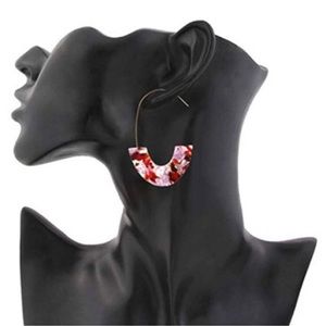 Multicolored acrylic long loop earrings